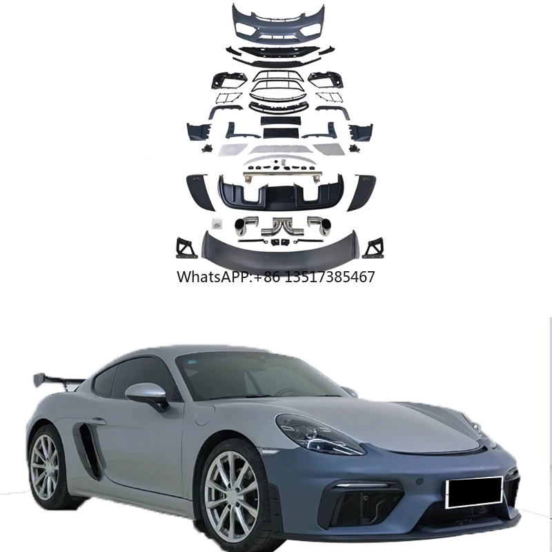 

For Porsche 718 CAYMAN/BOXSTER 2017-up Upgraded GT4 Rear and Rear Bumper Tail Assembly Exhaust Pipes