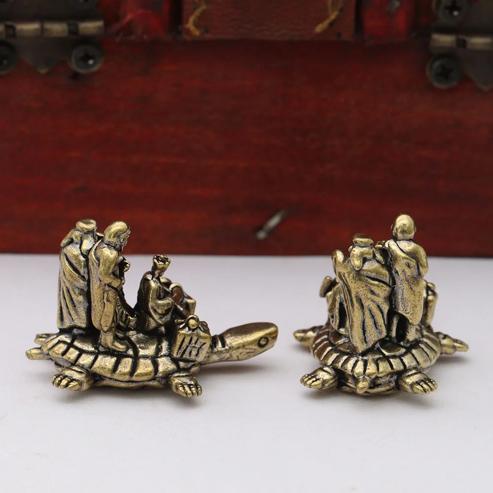 Brass Tang Priest Three Disciples Small Statue Desktop Ornaments Vintage Figurines Model Home Decorations Crafts Accessories ﻿