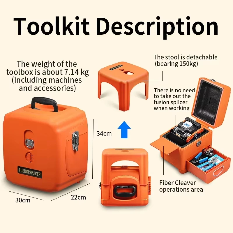 A-88S 6-Motor Fiber Fusion Splicer with Multilingual Touch Screen SM/MM Optical Fiber Core Welding Machine with VFL OPM