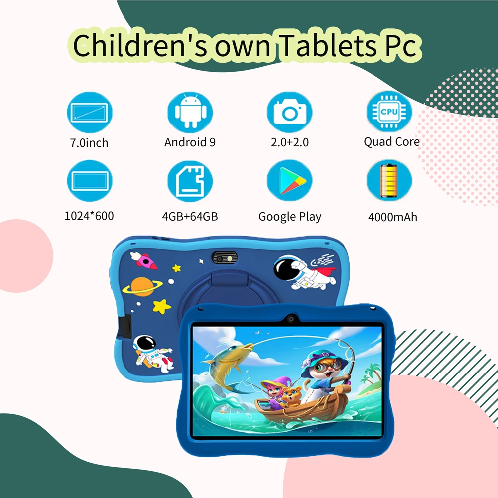 Original New Cartoon Android Gaming Tablet 4GB RAM 64 ROM Suitable for Children's Tablets as Birthday Gifts Android 9 System