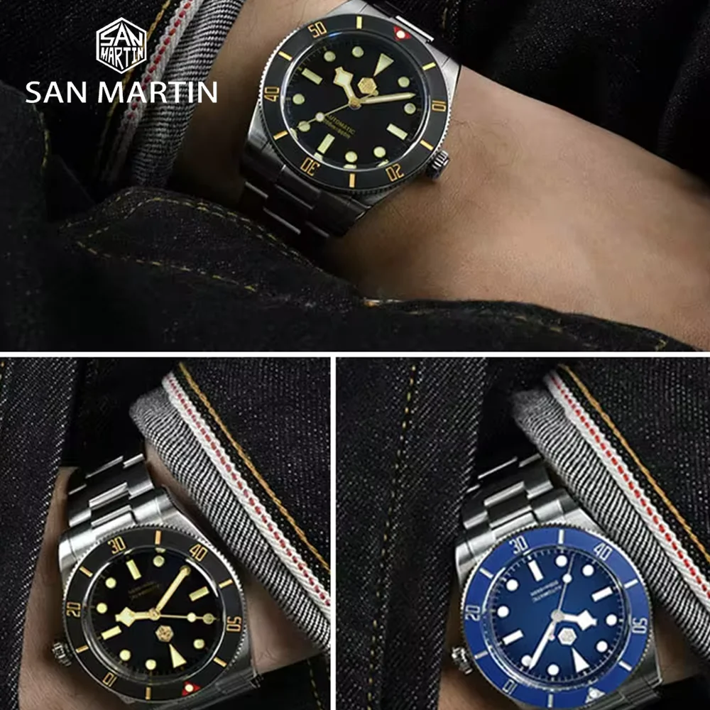 Saint Martin Original 37mm BB54 Vintage Diver Automatic Men Watch NH35 Mechanical Wristwatches Sapphire Luminous 200m Waterproof