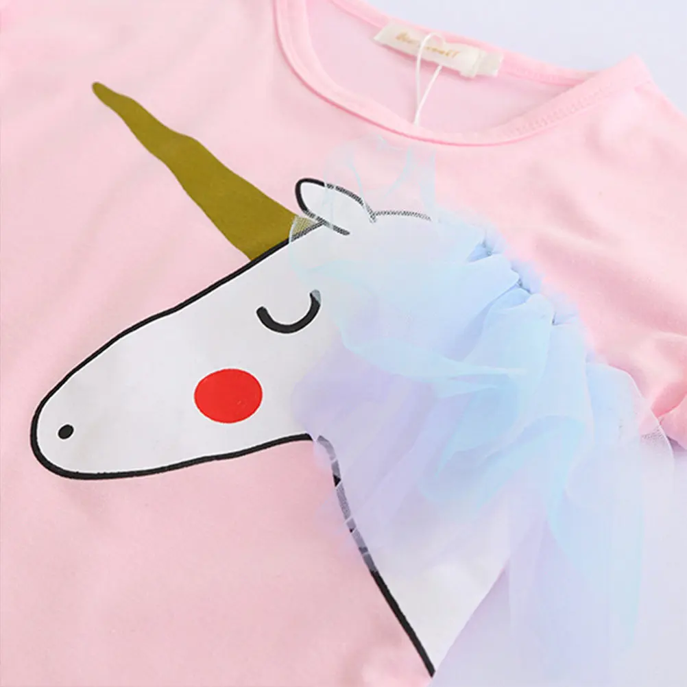 1Set Unicorn Rainbow Tutu Dress Pink 100Cm Girls Birthday Party Cosplay Clothing Skirt Soft Skin Friendly Outfit