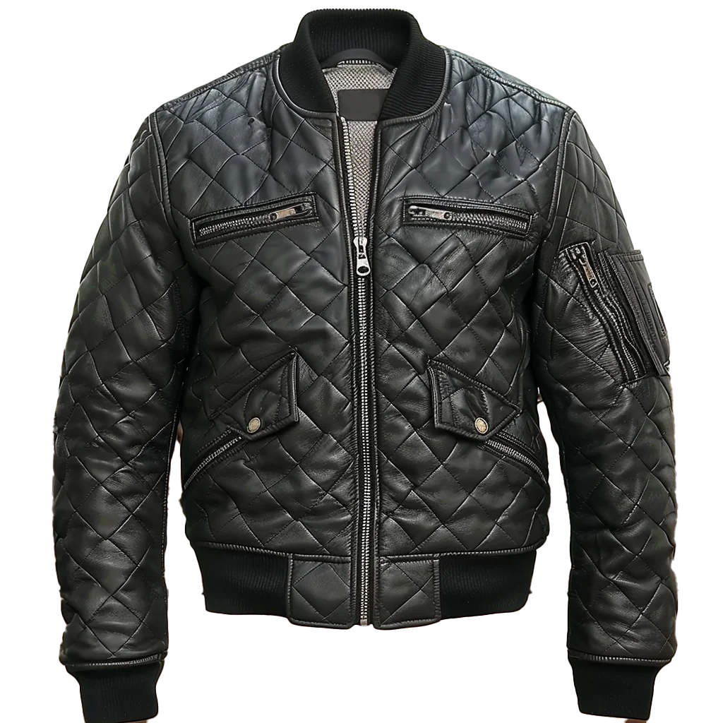 

Quilted Leather Bomber Jacket Mens Vintage