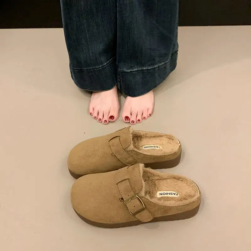 

Women's Thi Bot Fur Lined Slip-On Birkfoot Slippers Autumn Winter Outdoor Wear Casual Sle Cotton Filled Slip-On oes ...