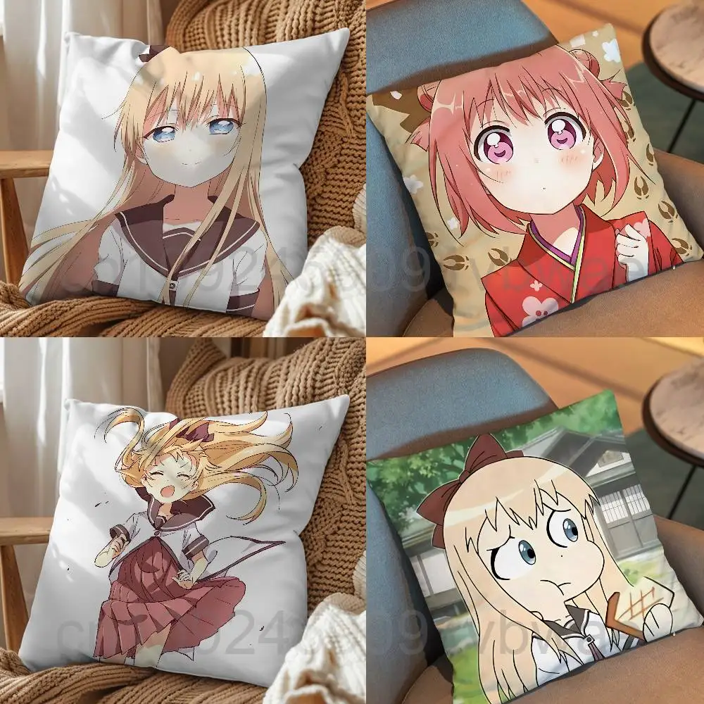 Funda de almohada decorativa para habitación de Akari, Akaza, Kyoko, Toshino, Yuru, Yuri, para regalar, funda de cojín para sofá de sala de estar, funda de almohada para cama de dormitorio