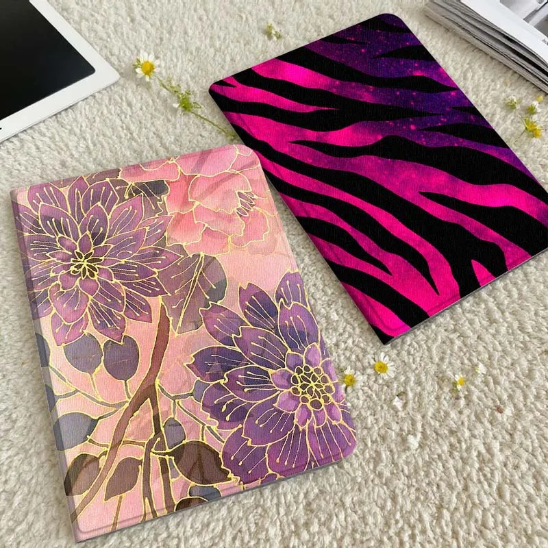 

Фиолетово-розовый чехол с цветочным узором и золотом для планшетов Xiaomi Redmi Mini Pad SE K 2 4 5 6 7 8 2023 2025 11 8.8 11.2 10.1 Pro. Подарок.