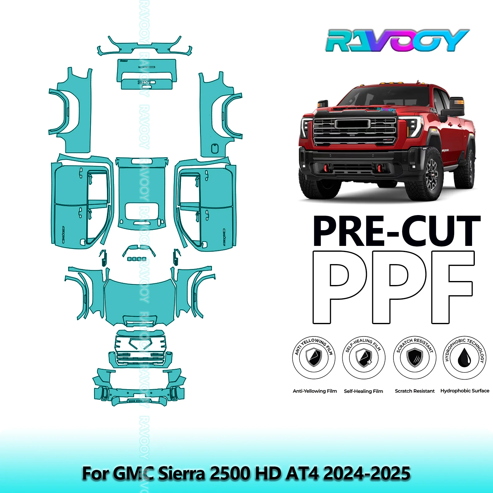 

Car Precut PPF Paint Protection Film Full Vehicle For GMC Sierra 2500 HD AT4 2024-2025