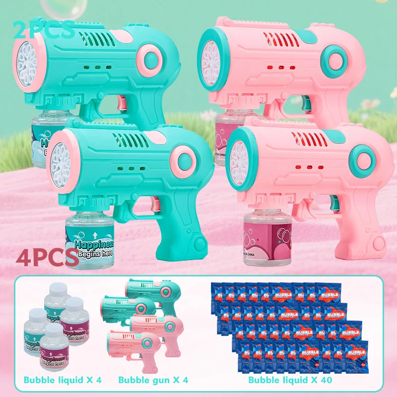 4-pack automatisch bellenpistool, bellenblaasmachineblazer buitenspeelgoed voor peuters vanaf 3 jaar geschenken bruiloftsfeestartikelen
