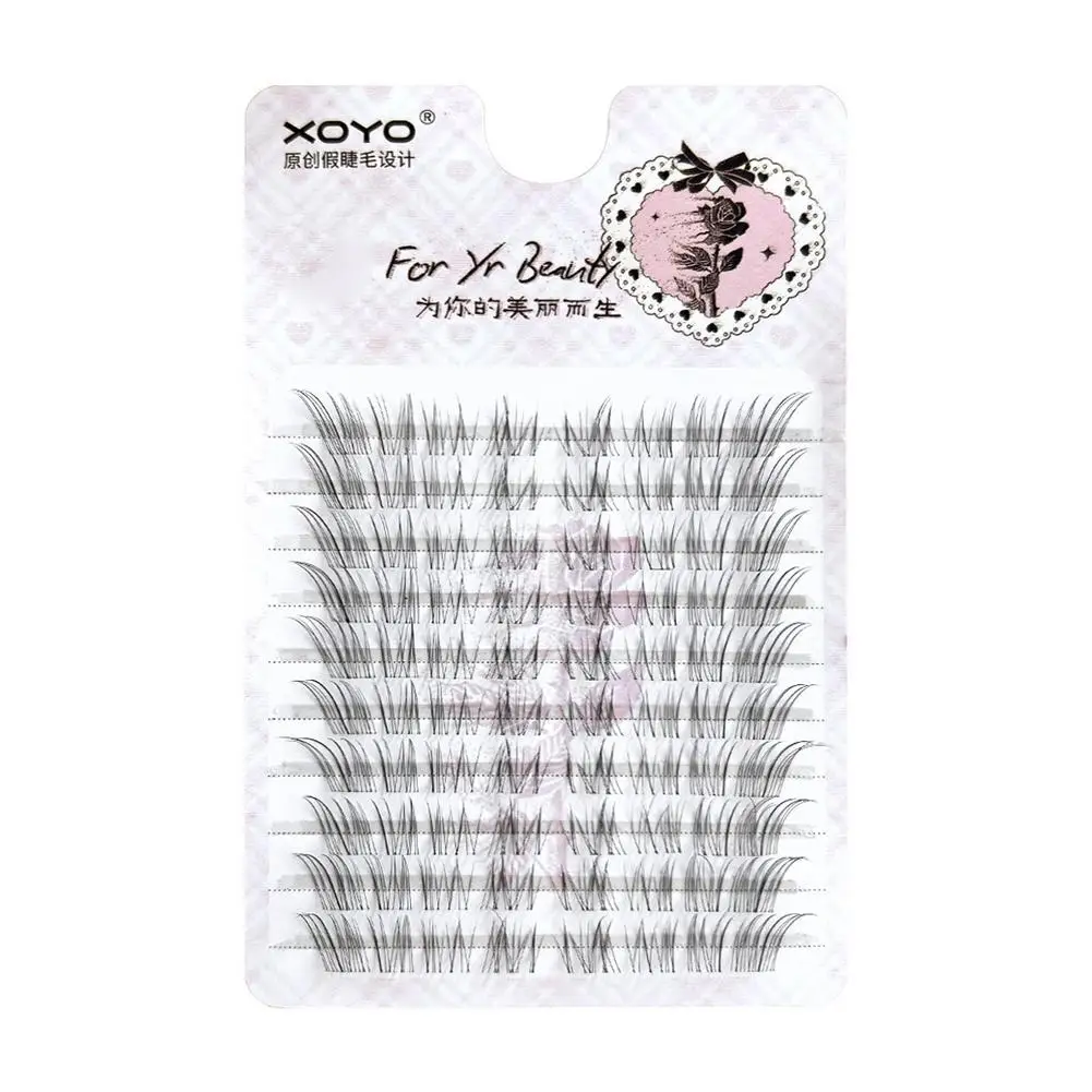 Grupos de pestañas individuales de 10 filas, extensión de pestañas naturales segmentadas, herramienta de maquillaje de pestañas postizas voladoras estilo zorro