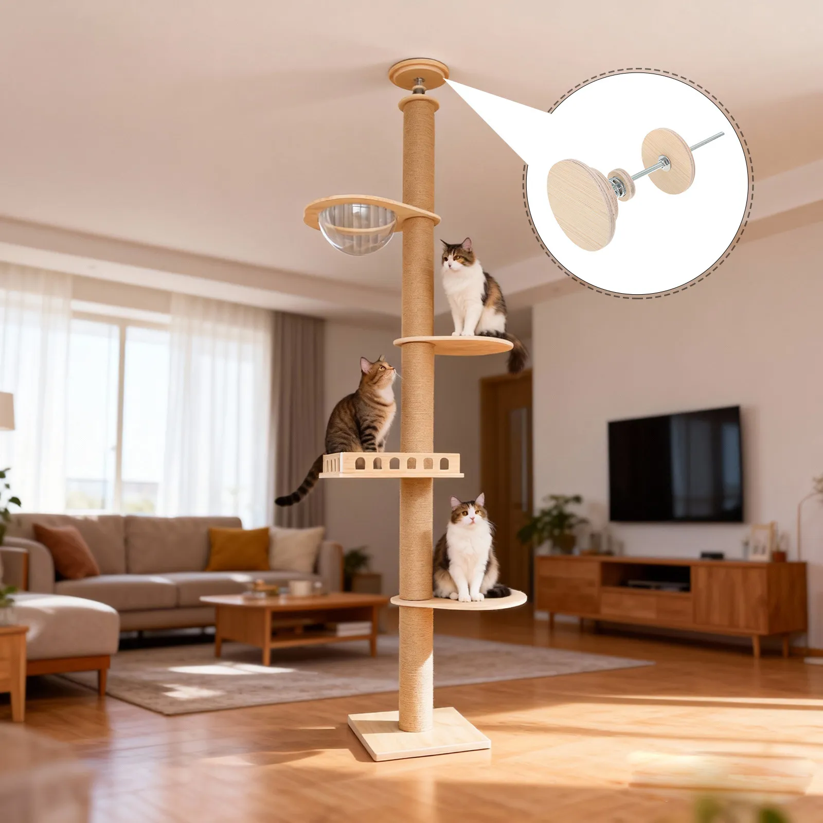 Cat Tree Tower Accessory, Cat Tree Top Stabilizer, For floor-to-ceiling Cat Posts, Climbing Frame Ceiling Mount, M10 Screw