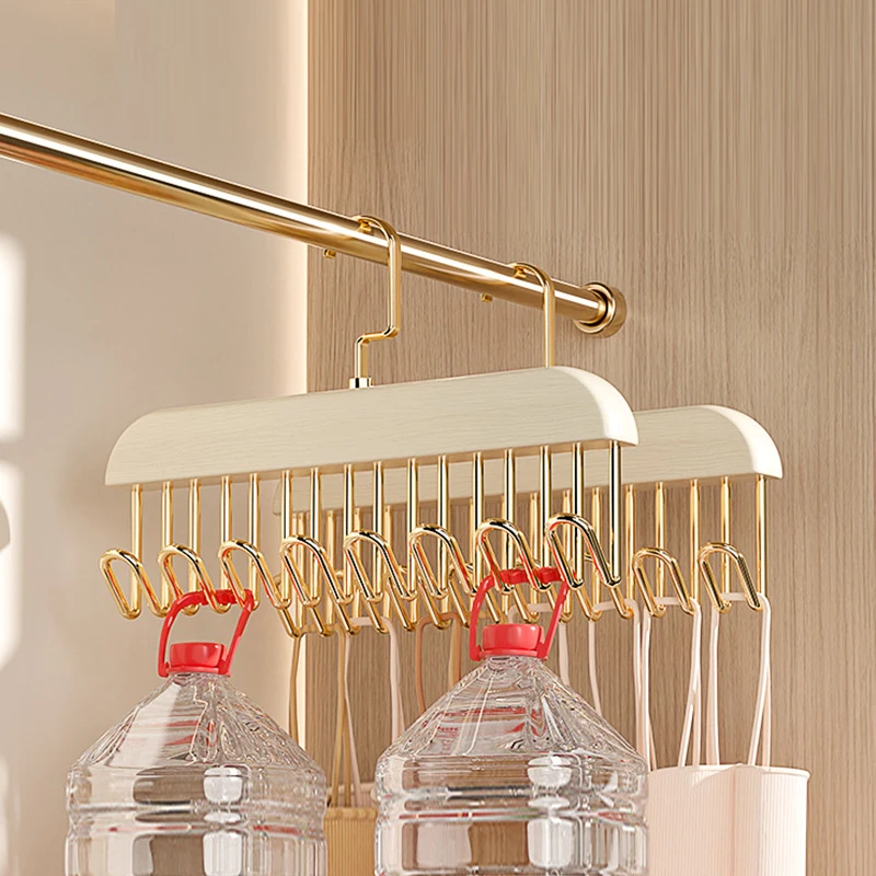 

5pcs Sling Hanger Functional Lingerie Tank Storage Rack Household Solid Wood Hooks Wave Clothes Hanger Home Organization