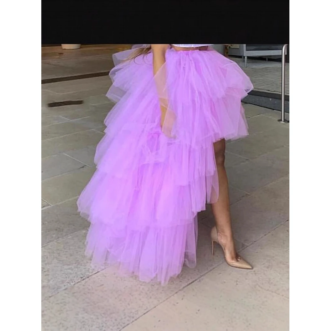 Ins Style Lace Half Skirt Irregular Hemline Long Summer Vacation Forest System Women's Fashion Polyester Gored Cake Skirt