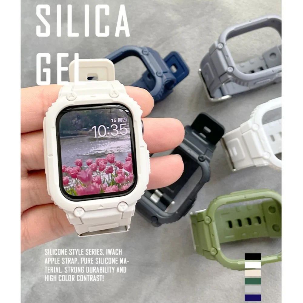Ультра ТПУ ремешок + чехол для Apple Watch Ultra 49 мм защитный бампер чехол прочный армированный Встроенный чехол + ремешок для iWatch Ultra