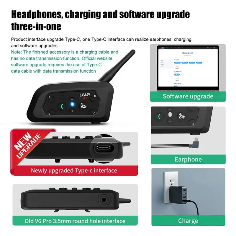 Football 3 Referee Intercom Headset 1200M EJEAS V4C PLUS +V6C PROx2 Soccer Full Duplex Bluetooth Conference Interphone +Handbag