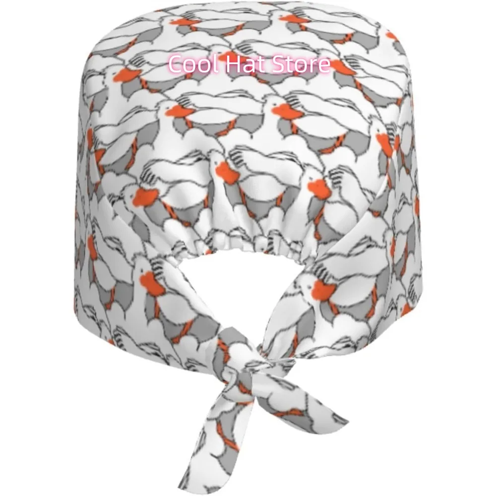 1pc Adjustable Scrub Cap with Sweatband - Lightweight 100% Polyester, Elastic Band & Adjustable Strap, with Red/ Duck Pattern -