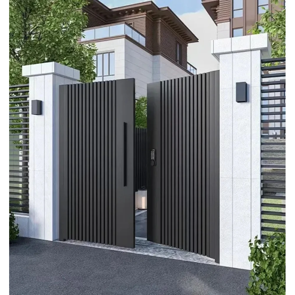 Modern Design Modular Aluminum Metal Latest Design Courtyard Gate House Gate Design High Quality Villa Main Entrance Gates Elect