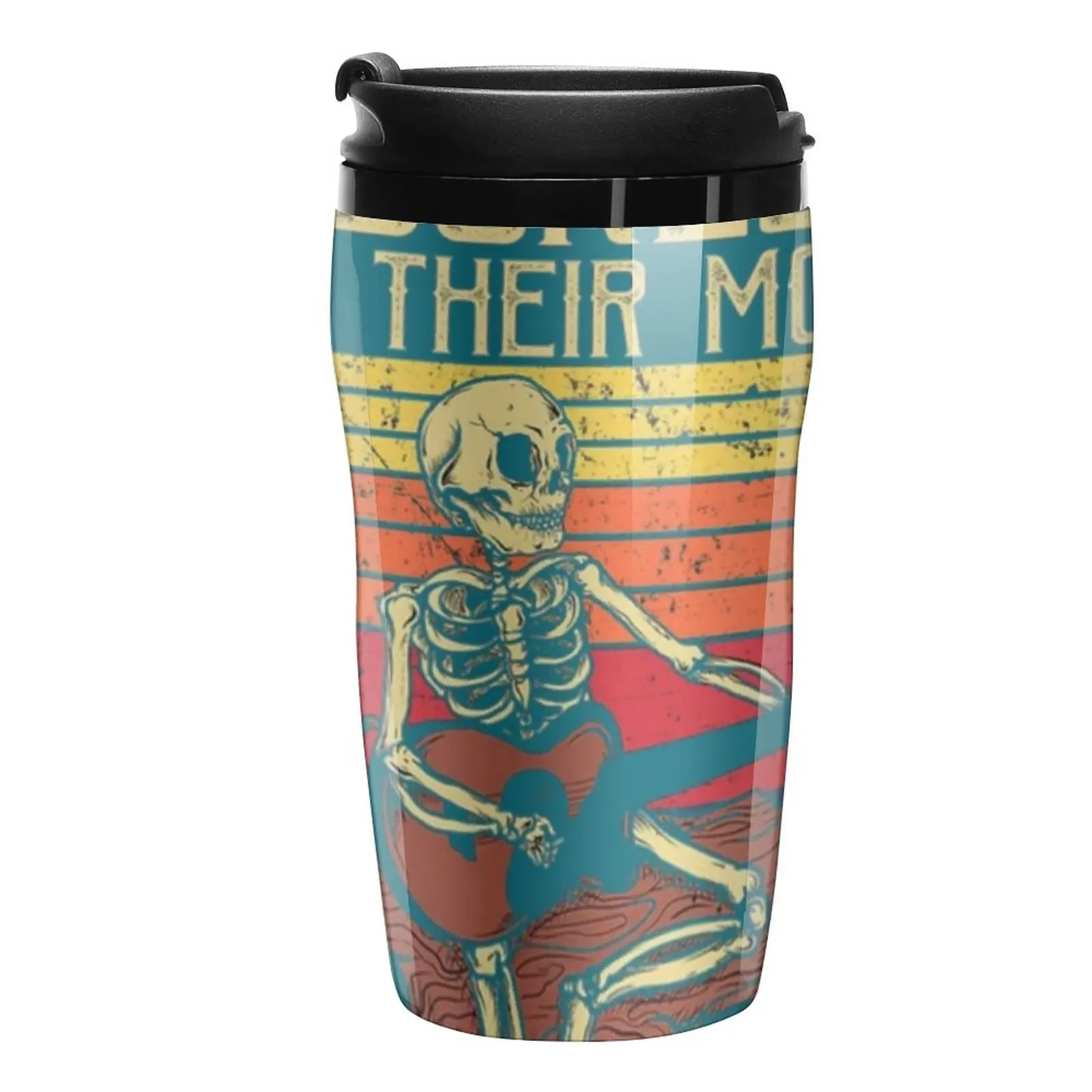 

New Bones Are Their MoneySkeleton Playing Guitar Retro Vintage Travel Coffee Mug Large Coffee Cups Coffee Cups Sets