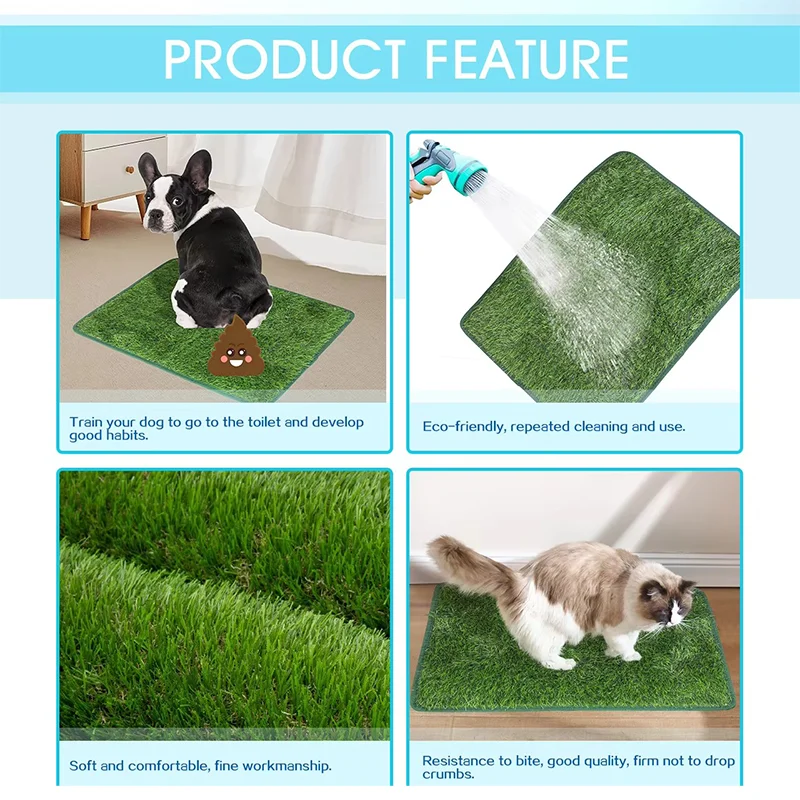 Artificial Turf Dog Potty Pad Washable Odor Resistant Quick Drain Pee Grass Mat Puppy House Training Toilet Indoor Outdoor view 4