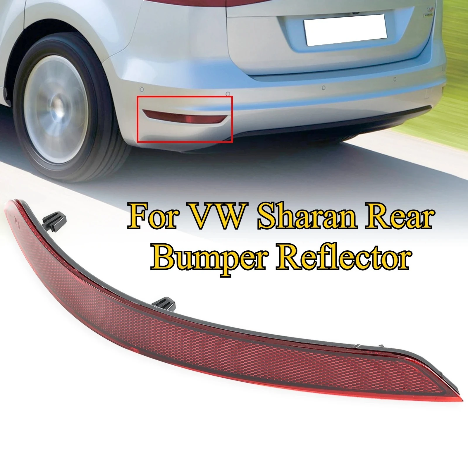 For VW Sharan Rear Bumper Reflector 7N0945105B - OEM Style Red Reflective Light Panel, Safety Warning Lamp Replacement Part