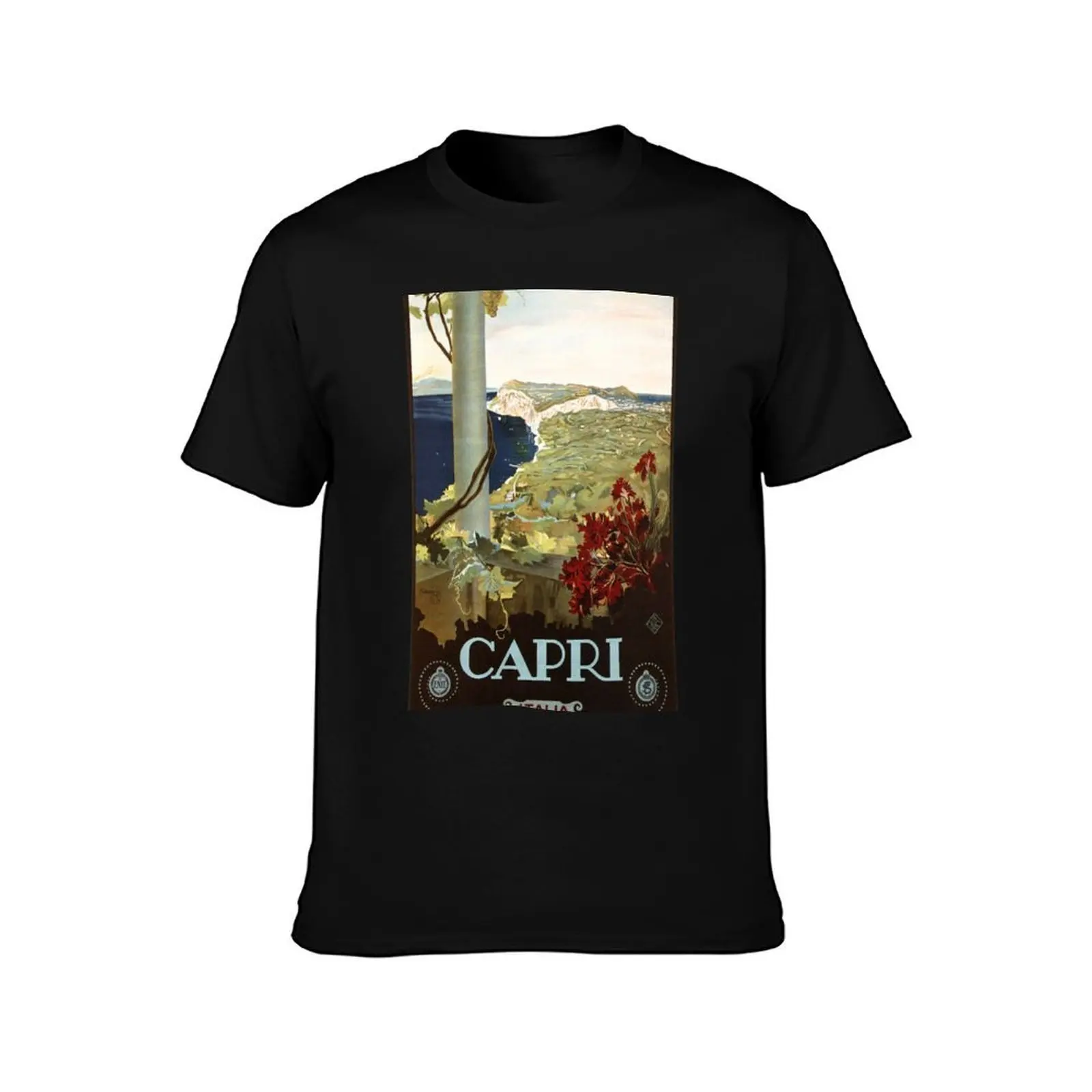 CAPRI ITALIA Travel Advertising Wall Art Vintage Italian Art Deco T-Shirt All Match Print Short Sleeve Top
