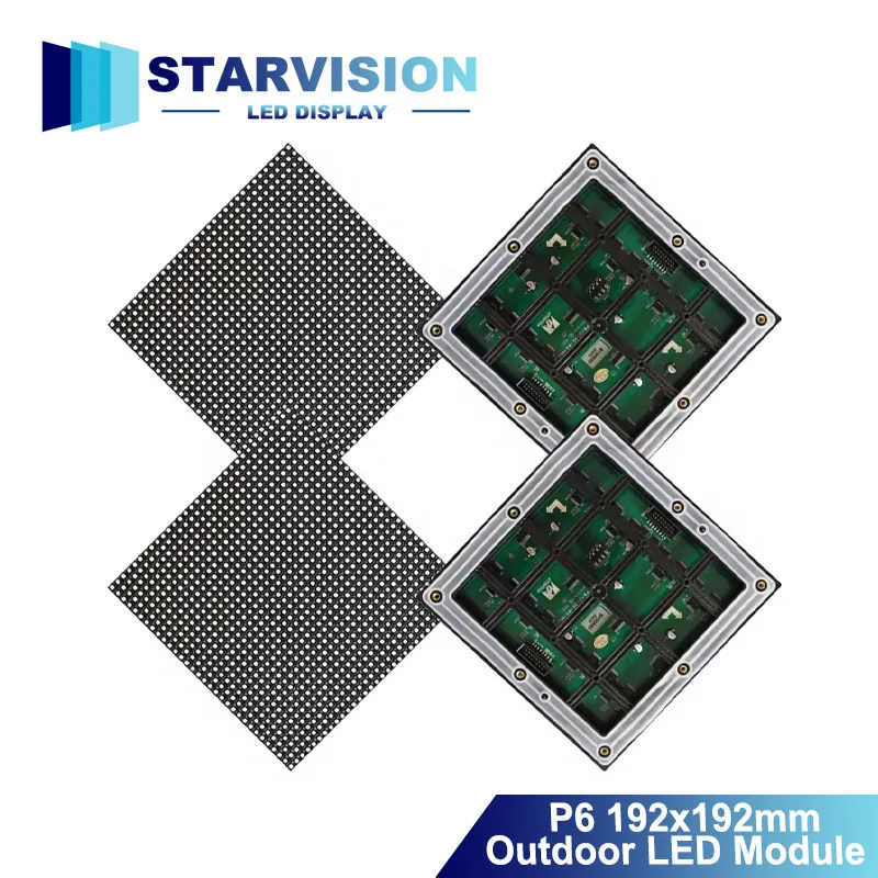 P6 Waterproof LED Module 192x192mm Outdoor Full Color High Brightness Display Panel