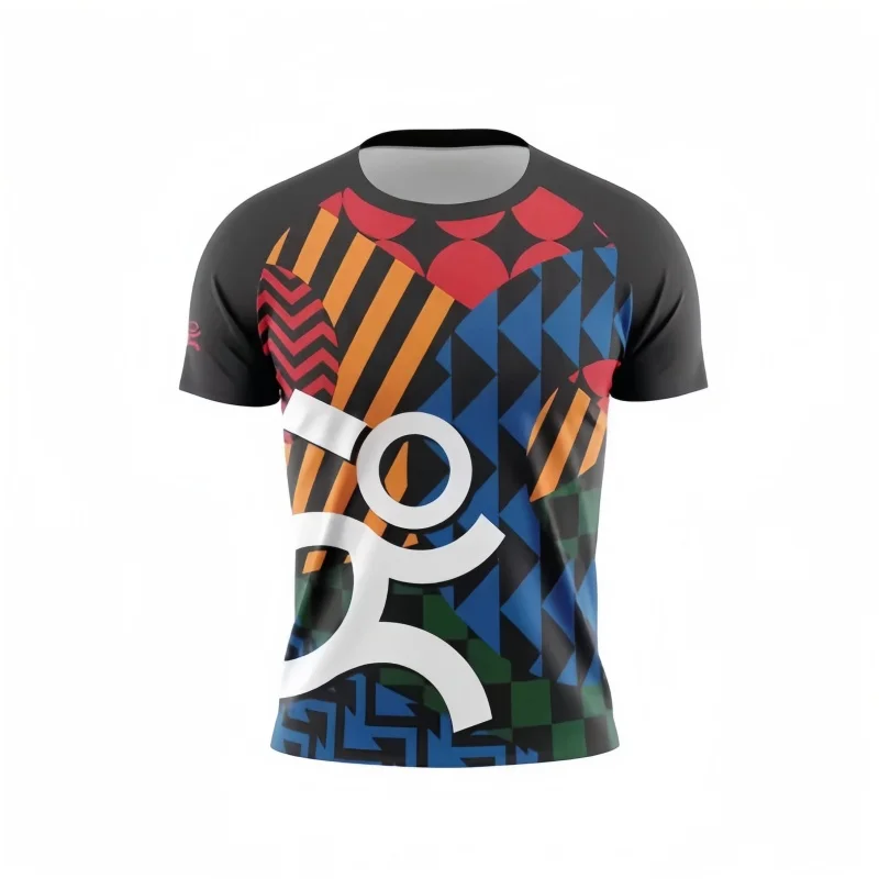 Camiseta deportiva sencilla para hombre, pantalón corto de Fitness, manga informal, transpirable, jersey de secado rápido, cuello redondo, Top estampado diario Unisex