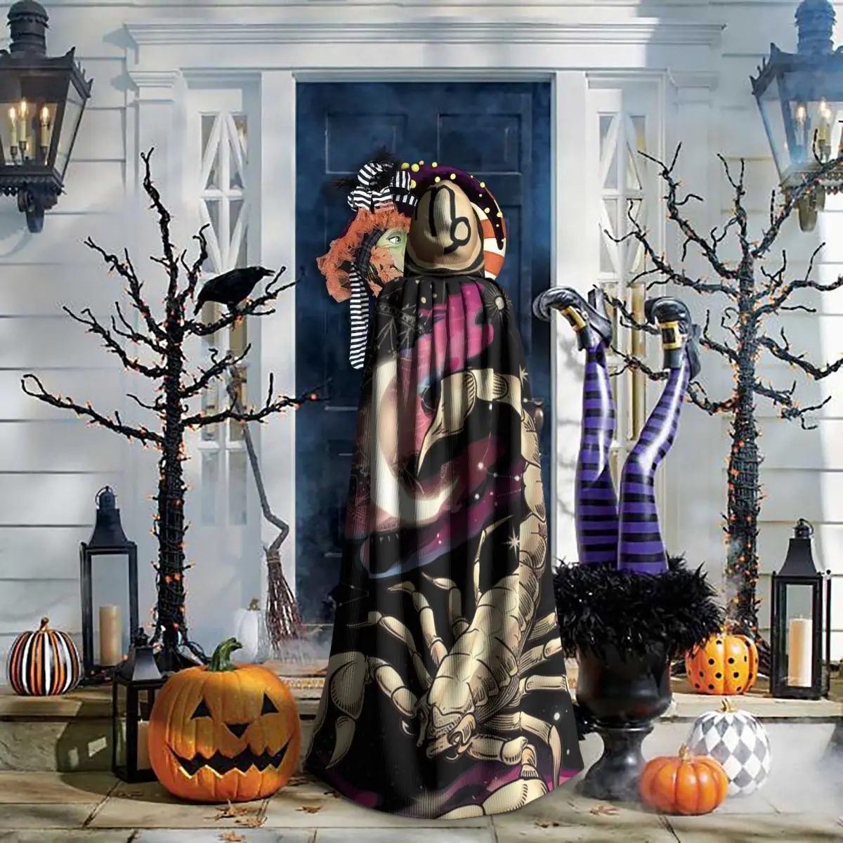 Capa larga con capucha del zodiaco Escorpio disfraz Medieval de bruja capa de Cosplay abrigo de Halloween adulto Unisex