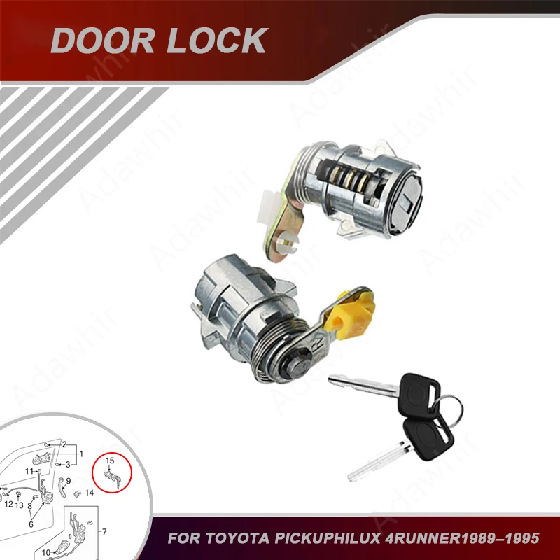 Door Lock Cylinder with Keys Set for Toyota Pickup Hilux RN80 RN85 YN86 1988-1997 4Runner 1989-1995