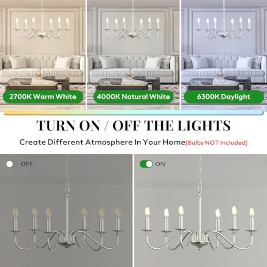 6-Light Farmhouse Chandelier 28'', Rustic Industrial Kitchen Island Pendant Lighting Fixture, Vintage Candle Ceiling Light for