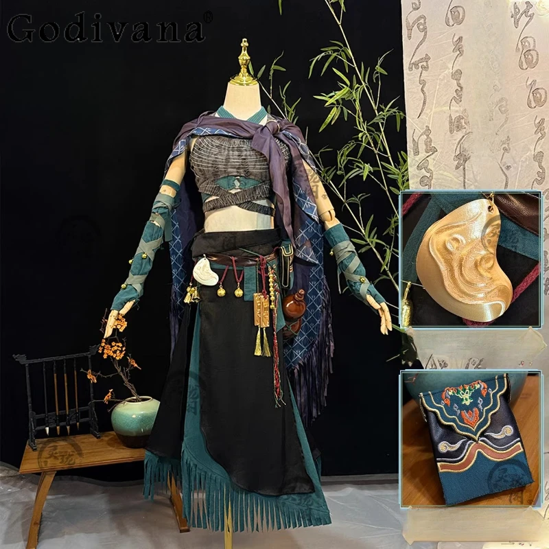 

Halloween Nobility Cosplay Costume Set for Men Chinese Style Traditional Vintage Green Suits Carnival Party Role Play Outfits