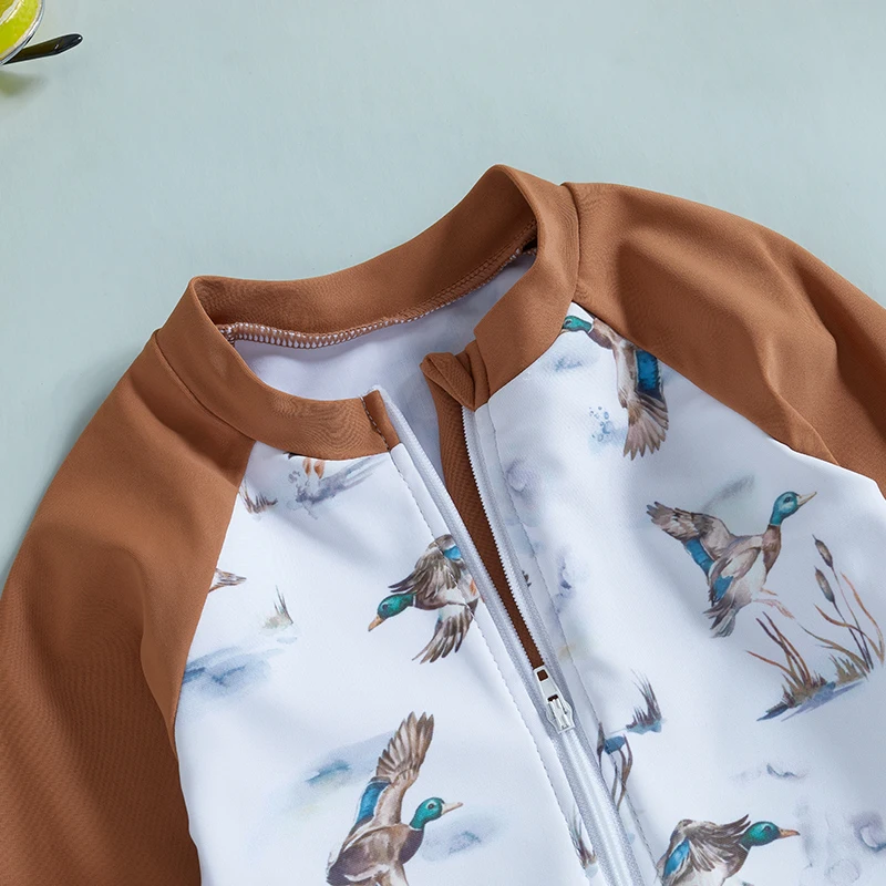 

Baby Girls Rash Guard Swimsuit 2 Pcs Set with Hat Floral Print Long Sleeve Zip Up Toddler Swimwear