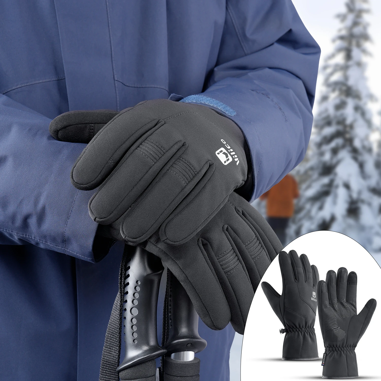 يندبروف مقاوم للماء التزلج قفازات سميكة دافئة لركوب الدراجات في الهواء الطلق الخريف الشتاء شاشة تعمل باللمس زلة قفازات مقاومة للاهتراء