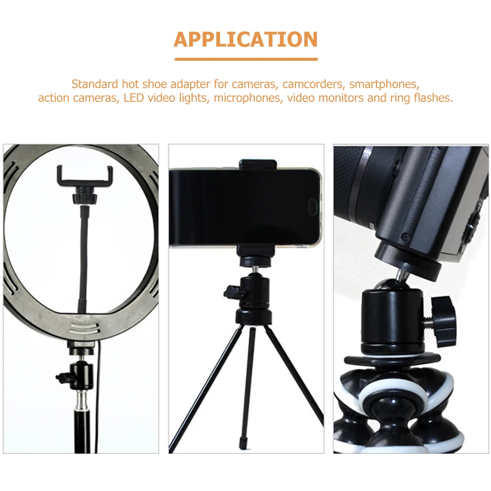 

2pcs Tripod Adapter Mount 1/4 Inch Ball Head For Camera Smartphone Led Light Microphone Ring Flash Swivel Wing Nut Locking Quick