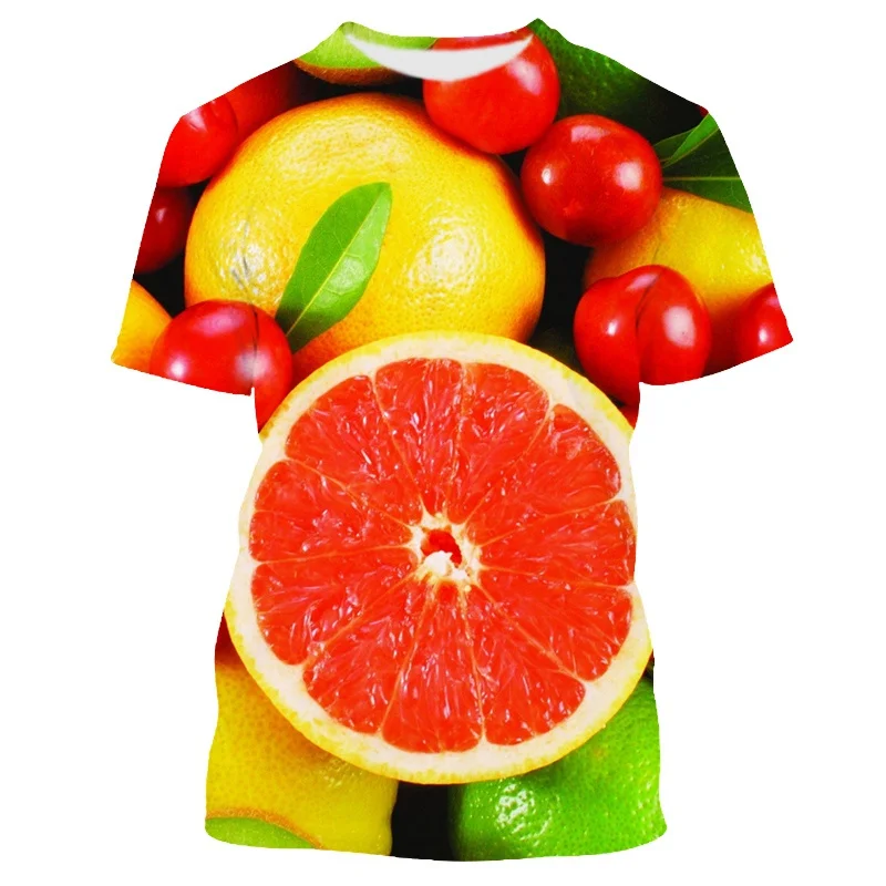 Camiseta gráfica de frutas frescas e frutas para homens, roupas casuais femininas plus size, moda unissex, moda urbana, camisetas engraçadas para cria