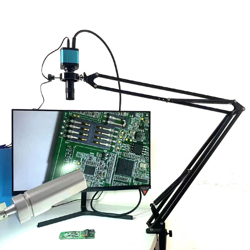 48MP 4K 1080P HDMI USB Industrial Video Digital Microscope Camera 130X Zoom C Mount Lens Cantilever stand For Repair Soldering