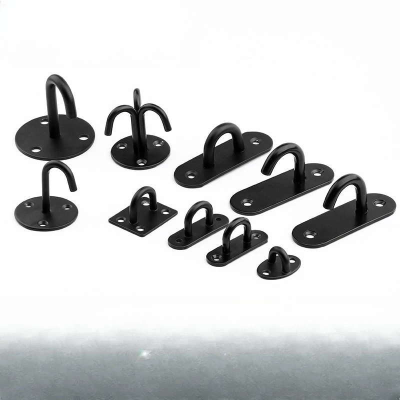 Left-Handed Heavy-Duty Black Solid Stainless Steel U-Shaped Ceiling Hook For Ceiling Fans and Heavy-Duty Mounting