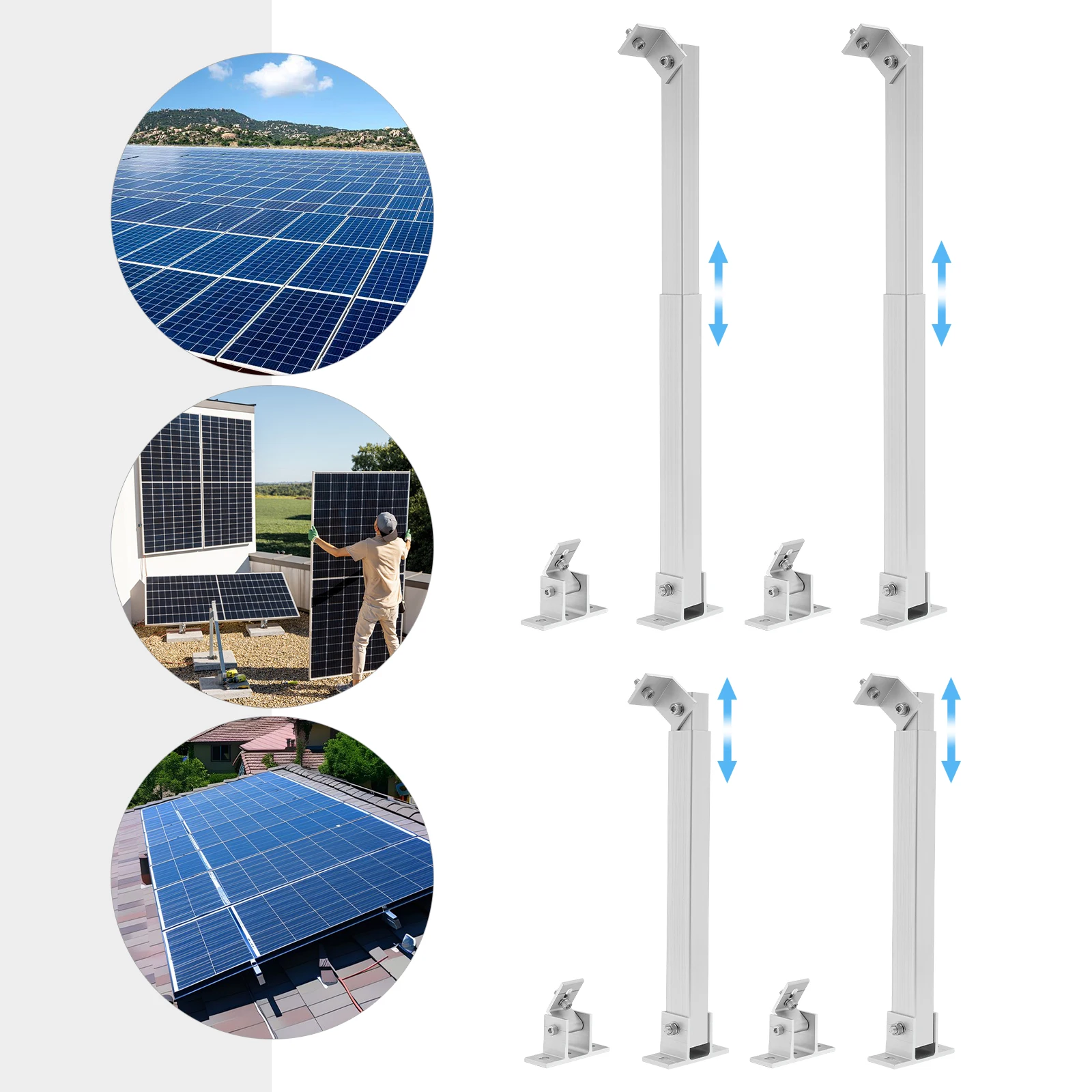 4-Pack Adjustable Solar Panel Mounting Bracket 15-30° - Heavy Duty Aluminum Alloy Pole Mount Kit For Outdoor RVs Balconies Roofs