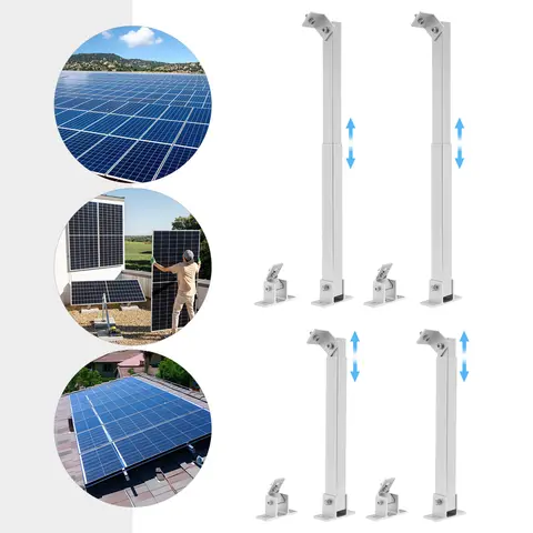 4-Pack Adjustable Solar Panel Mounting Bracket 15-30° - Heavy Duty Aluminum Alloy Pole Mount Kit For Outdoor RVs Balconies Roofs