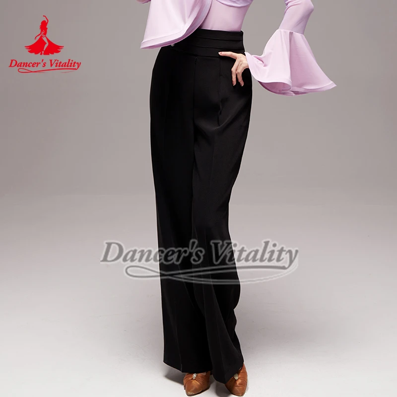 라틴 및 볼룸 댄스 대회 연습 스트레이트 레그 팬츠 차차 왈츠 탱고 트레이닝 코스 그룹 의상 성인 바지