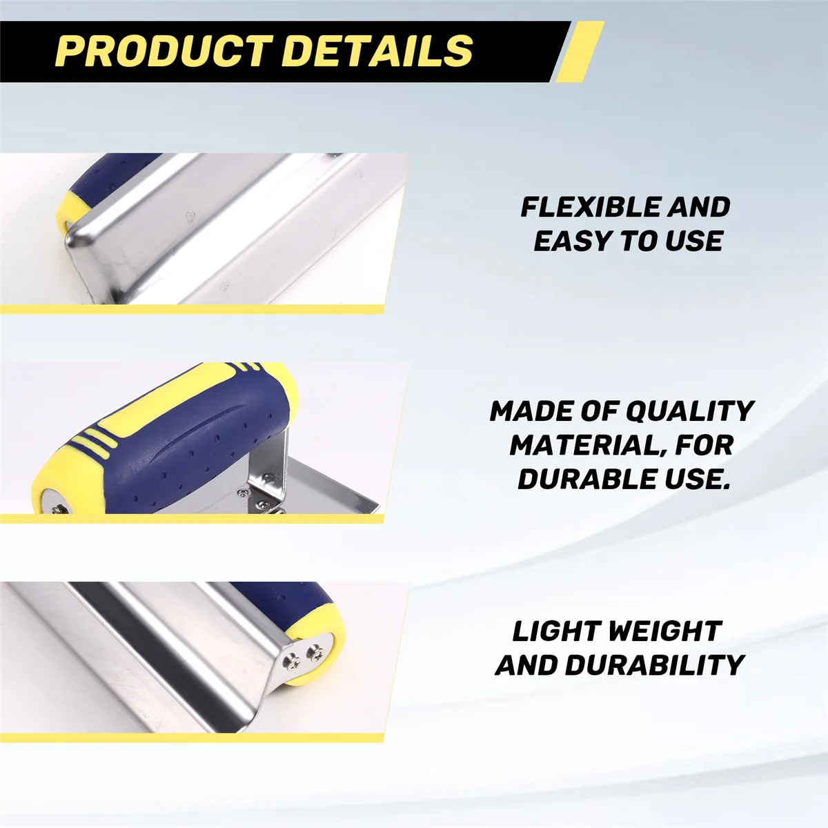 

ABAZJ Stainless Steel Concrete Hand Edger and Groover Tools Set Plaster Stucco Cement Finishing Kit