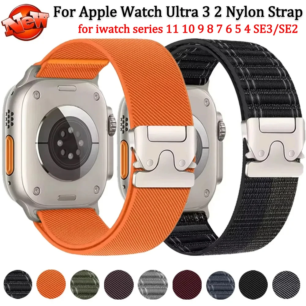 

Nylon Strap for Apple Watch Band Ultra 3 2 49mm 46mm 42mm 45mm 41 44mm 40mm Parachute Bracelet iWatch Series 11 10 9 8 7 6 5 SE3