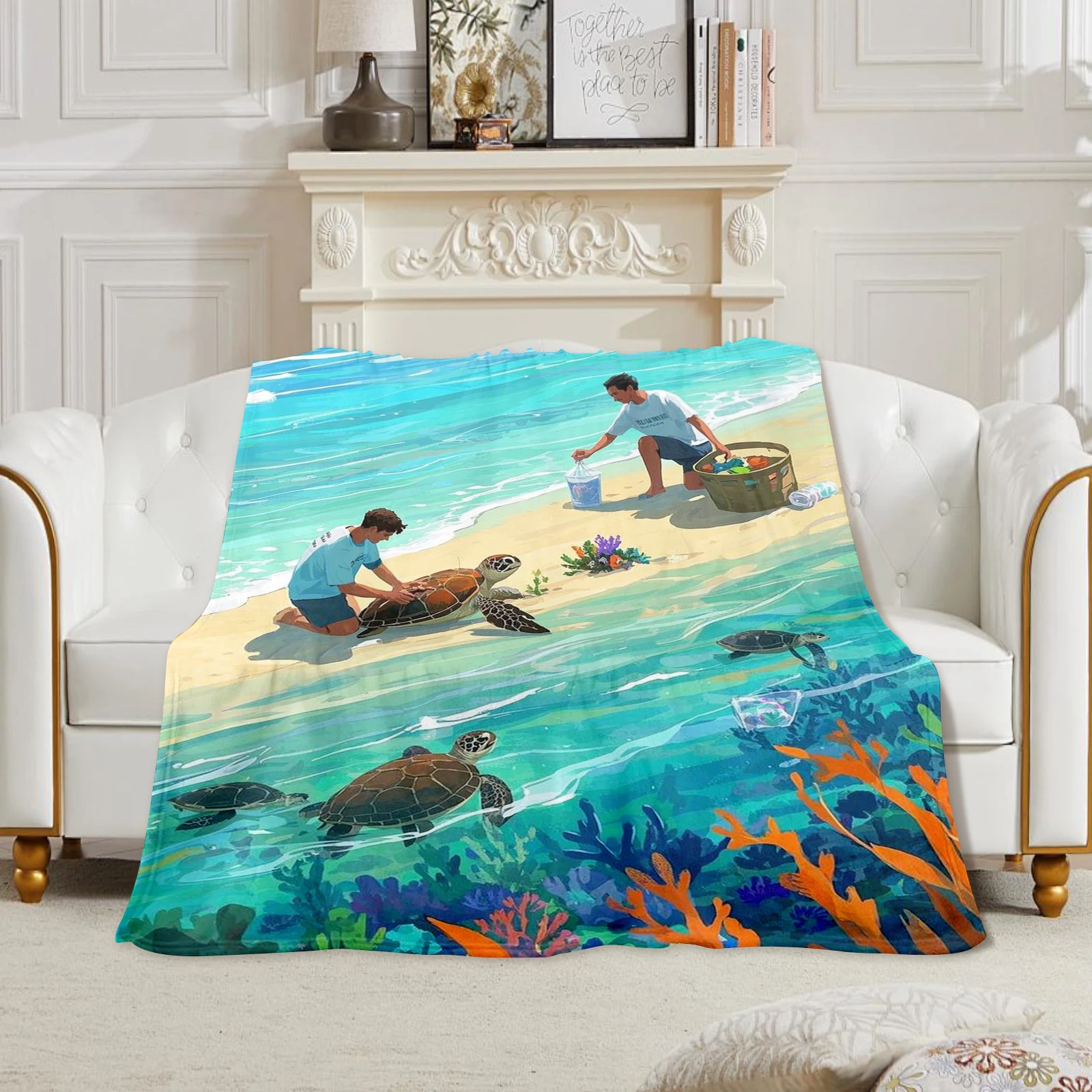 

Cartoon Characters And Turtles In The Ocean Gift For Family Kids Highlighting Bonds Between Humans And Animals