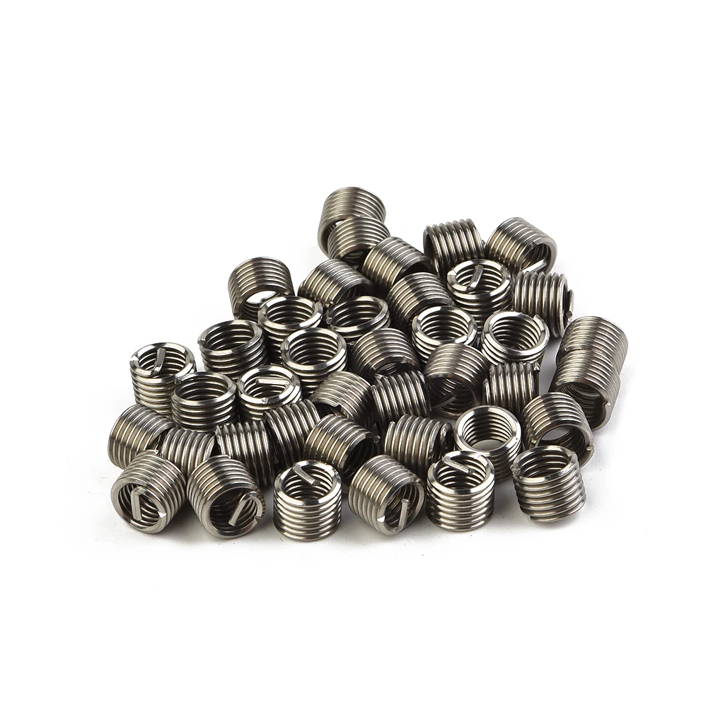 50pcs Wire Threaded Inserts M6 X 1.0 1.5D Stainless Steel Thread Repairing Tool Helicoil Thread Repair Kit Set Hardware