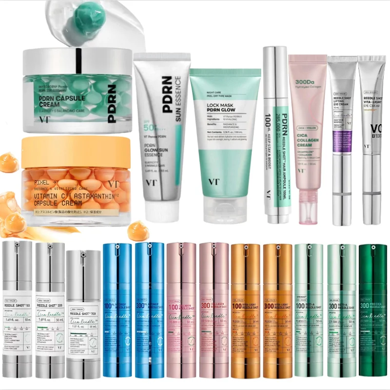 VT Vita-Light Skincare Cosmetics - Reedle Shot 100/300 Cica Reedle Micro Needle Serum, PDRN VC Capsule Cream, Improve Elasticity