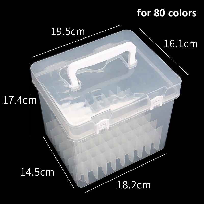 1Pc Multi-Grids Marker Pen Storage Box Organizer 12/24/36/48/60/80 Watercolor Drawing Pen Case For Painting Stationery Supplies