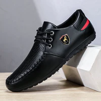 Mocassins pour hommes, élégants et polyvalents, couleur unie, à lacets, confortables, chaussures décontractées pour le travail 5