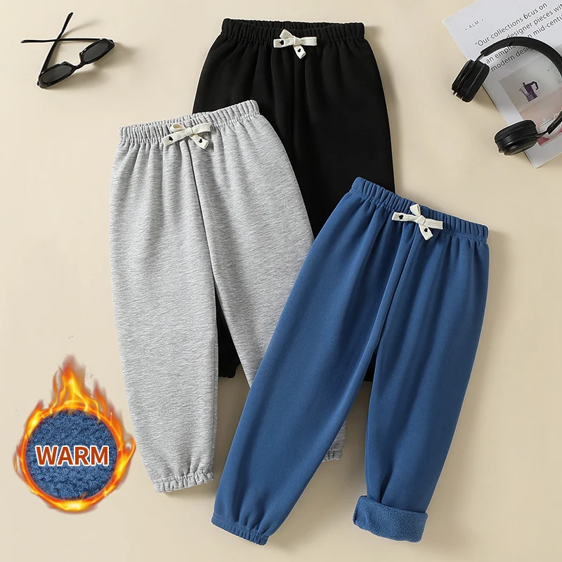 2/3 Stück Herbst und Winter Kinder bonbonfarbener Samt warme lässige Jogginghose für Jungen und Mädchen dicke Sporthose