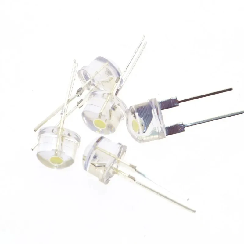 50PCS 0.5W F8 8MM White LED Super Bright Straw Hat Light Emitting Diode Highlighted White 0.5W