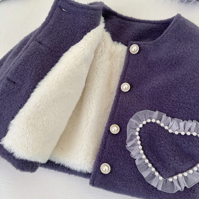 

Girls Winter New Dress Set Thickened Children's Furry Coat Vest Dress Two-Piece Set