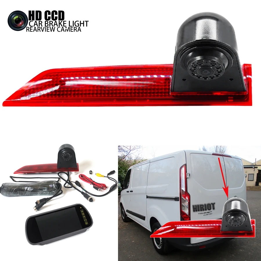 Car Rear View Brake Light Camera Reverse Parking Camera for Ford Transit Custom 2016- Car Third Brake LED Light Night Vision CAM